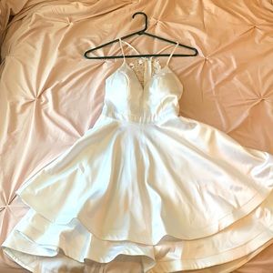 White Formal Dress with Lace Details on the Back